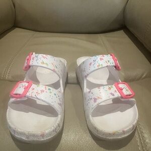 The Children's Place White Sandals with Pink Buckles
